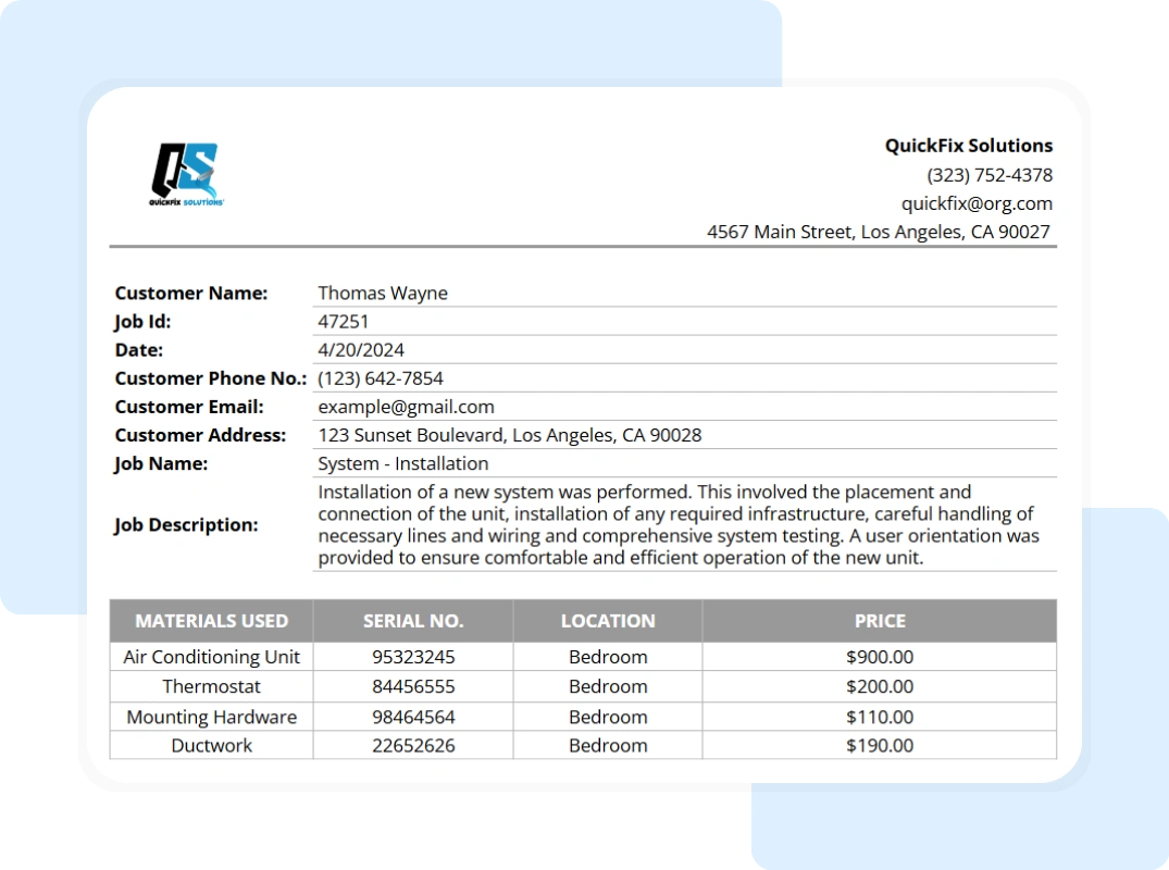 printable report summary of service report template