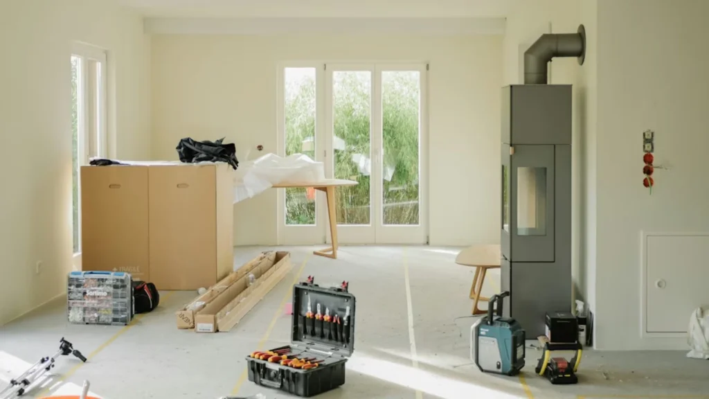 Home renovation workspace with tools and equipment, representing future trends in home service businesses for 2026