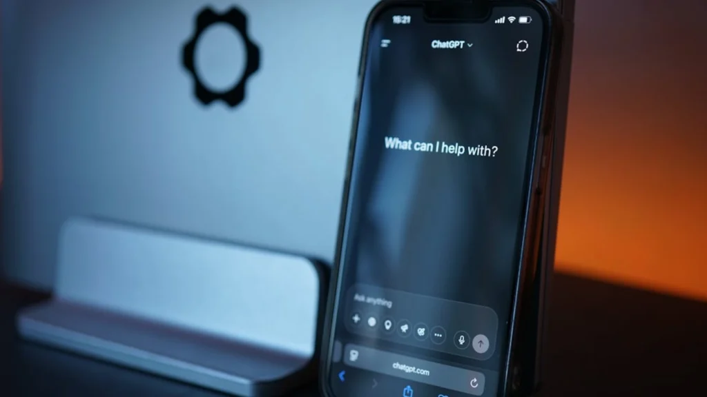 Smartphone displaying AI chatbot interface, representing AI-powered leads and technology transforming the home service trades