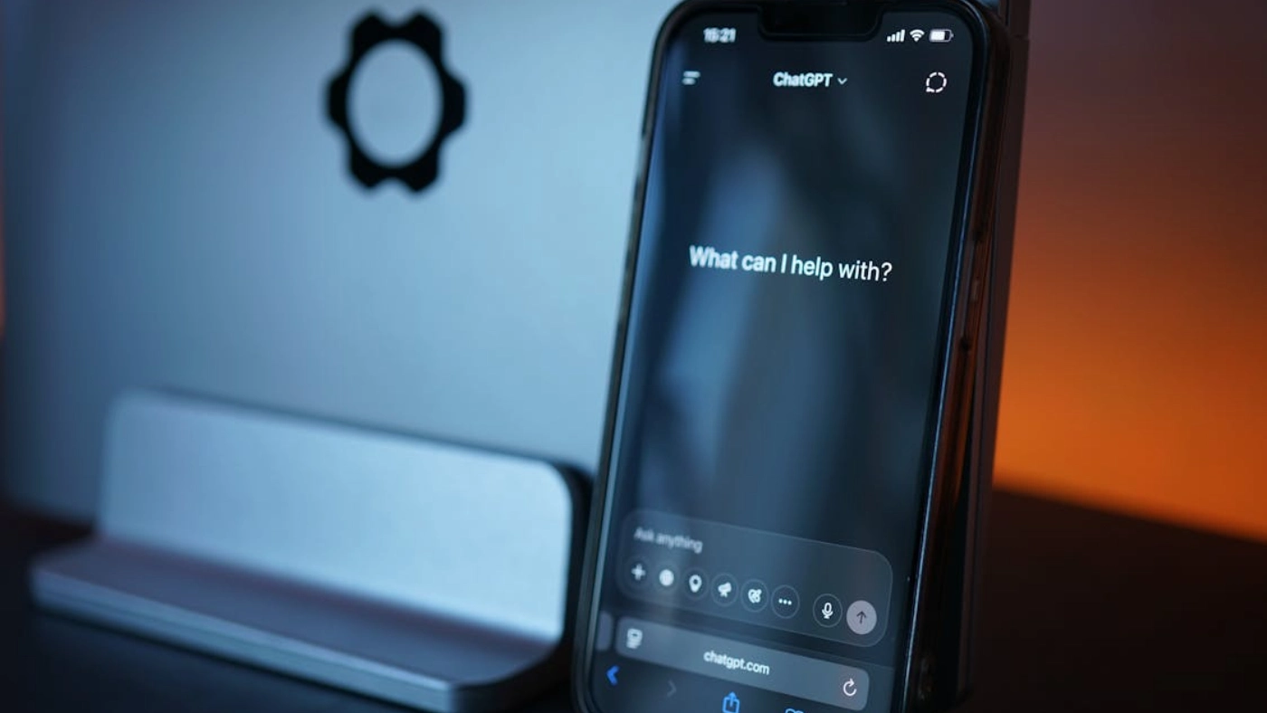 Smartphone displaying AI chatbot interface, representing AI-powered leads and technology transforming the home service trades