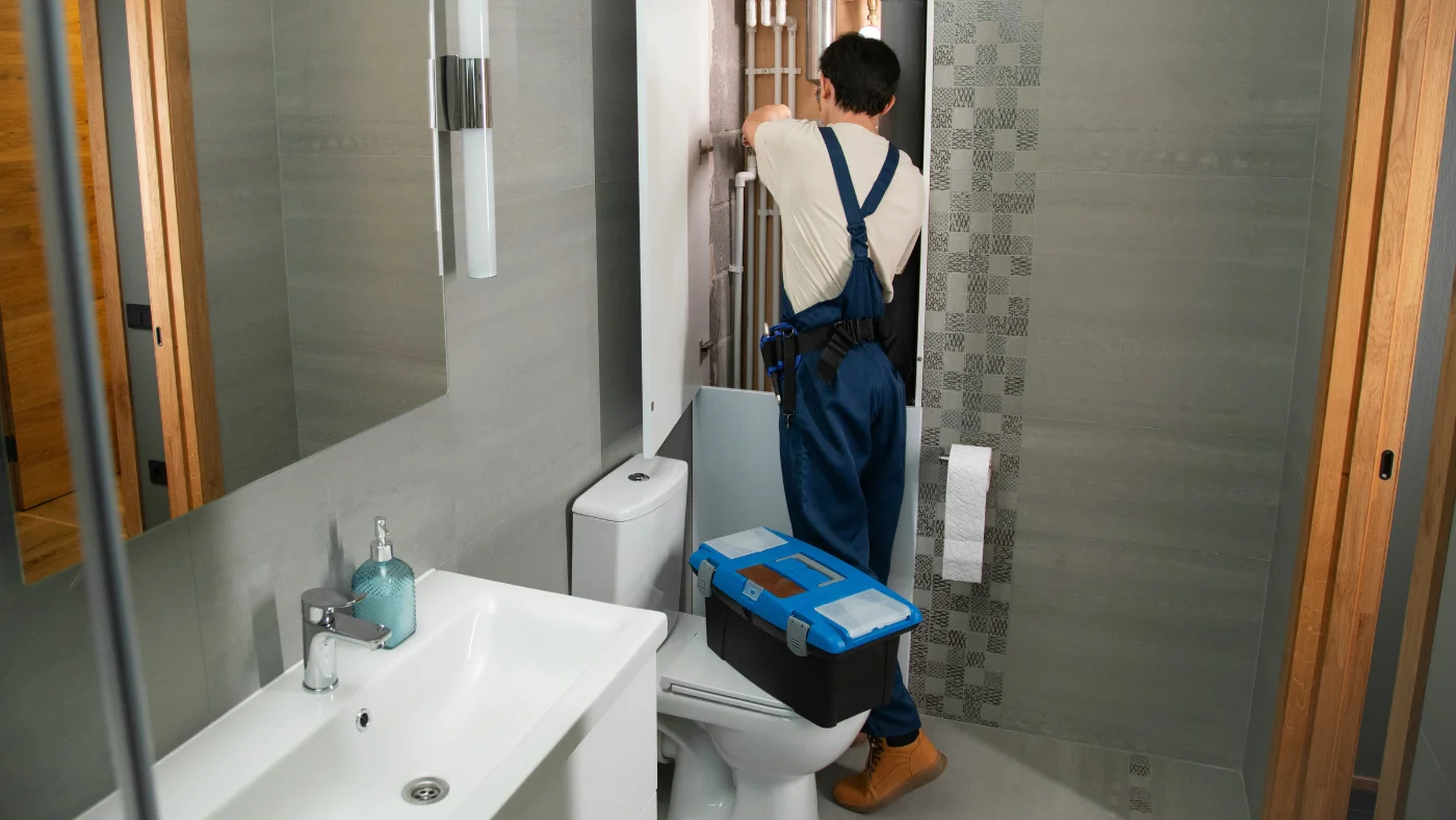 pro plumber fixing the pipe
