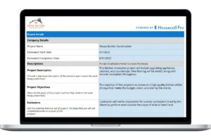 template including the company and project details