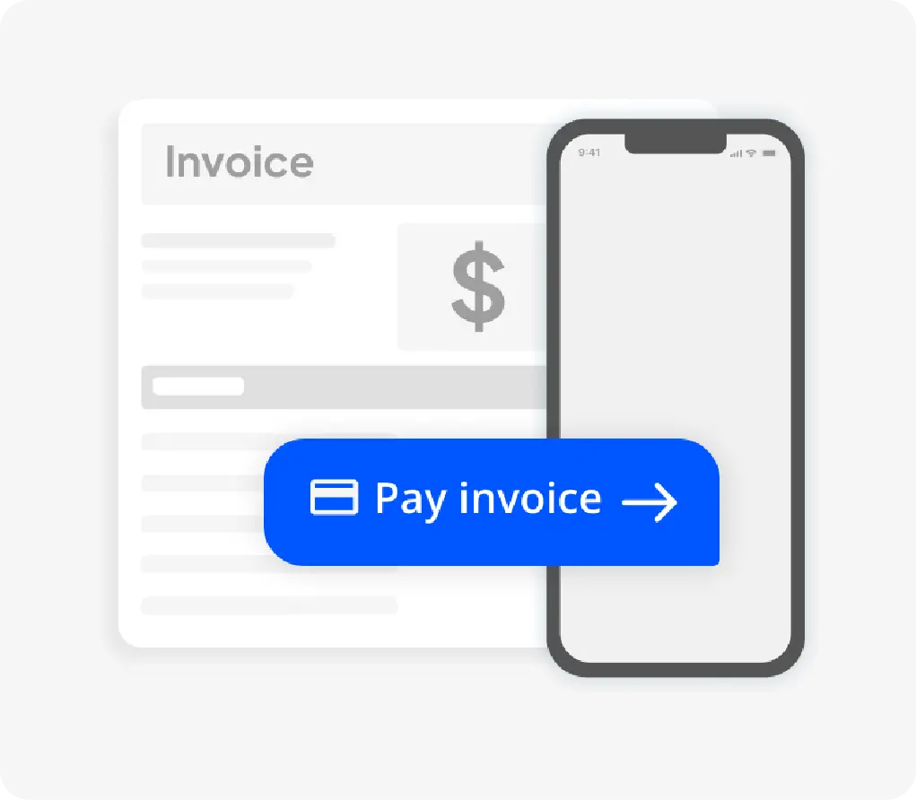 Air duct cleaning invoice with mobile Pay Invoice button for online customer payments