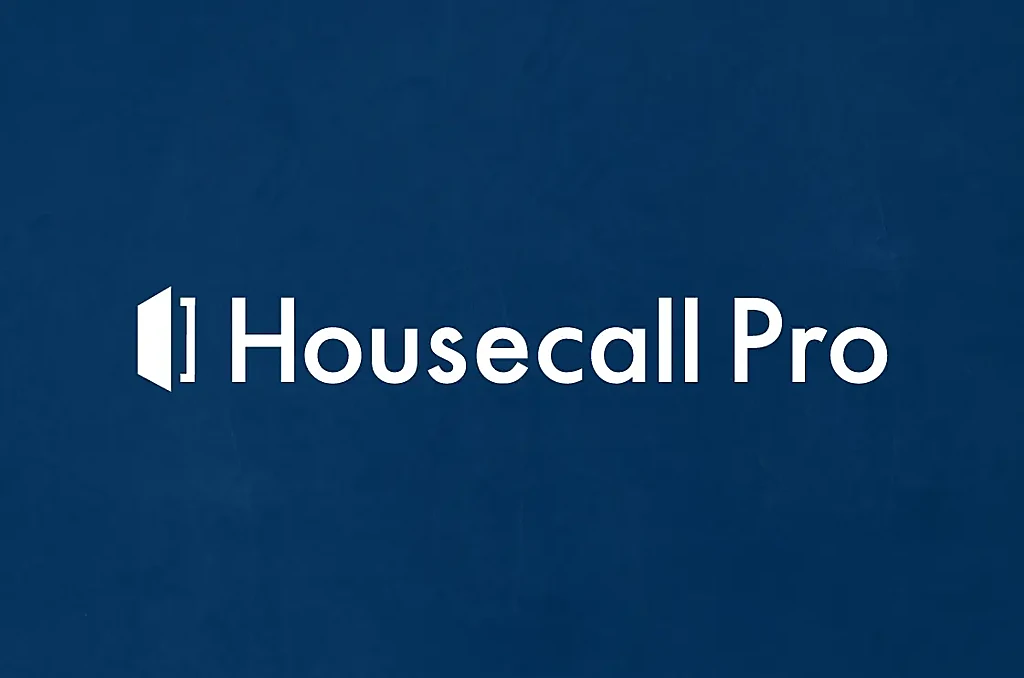 The Housecall Pro logo in white font against a navy background.